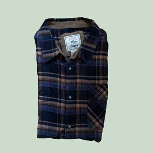 CQR Men's 2XL-T All Cotton Flannel Shirt, Long Sleeve Button Up Plaid Shirt